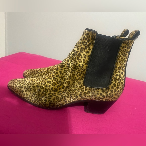 Saint Laurent Leopard Print Ankle Boots - Picture 1 of 9